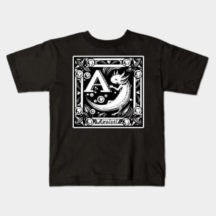 A is for Axolotl - White Outlined Version Kids T-Shirt